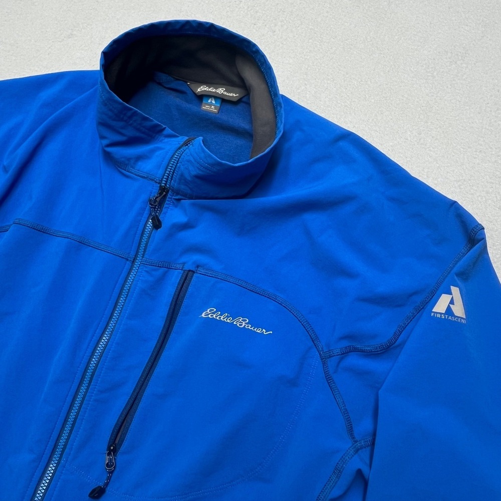Eddie Bauer First Ascent Mens XL Blue Softshell Full Zip Hiking Jacket Stretch